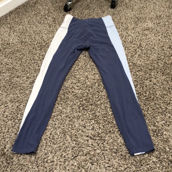 Athleta High Waist Leggings Size Small Tall ST Blue Striped - Picture 3 of 9